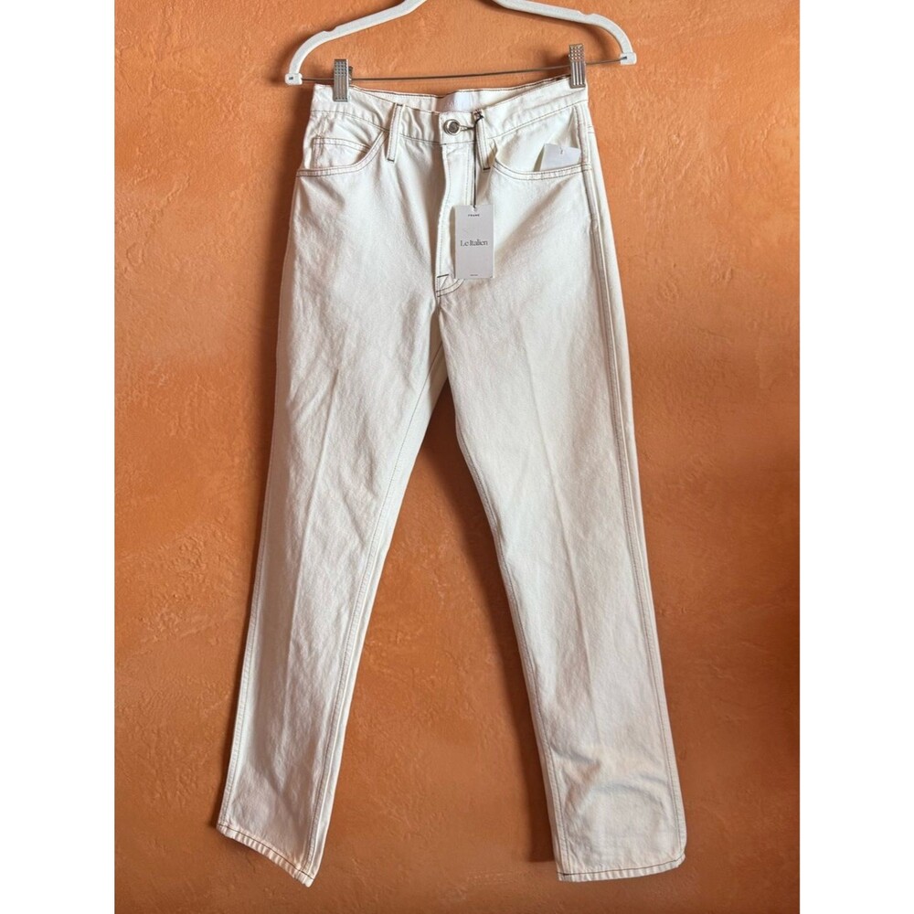 NWT FRAME Le Italien Straight Blanc Cream Jeans Made Italy 24